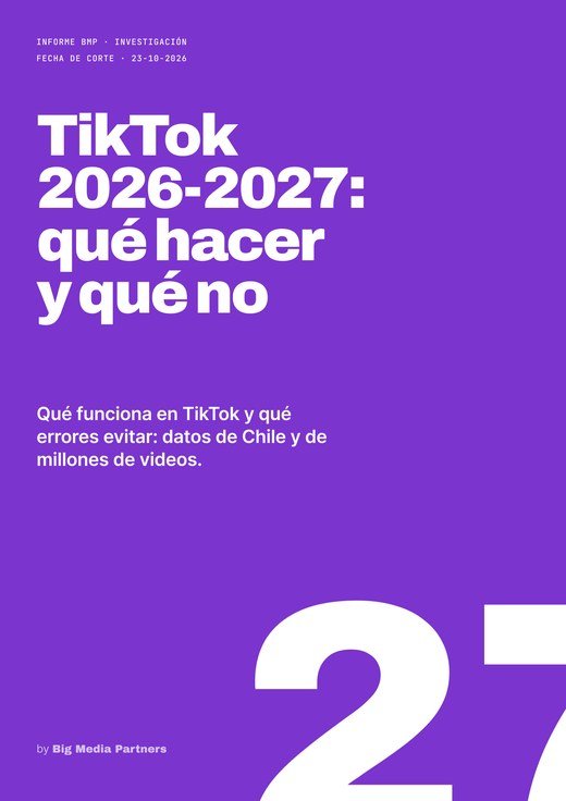Portada del informe de BMP con las estadísticas de TikTok en Chile 2026 y tendencias 2027